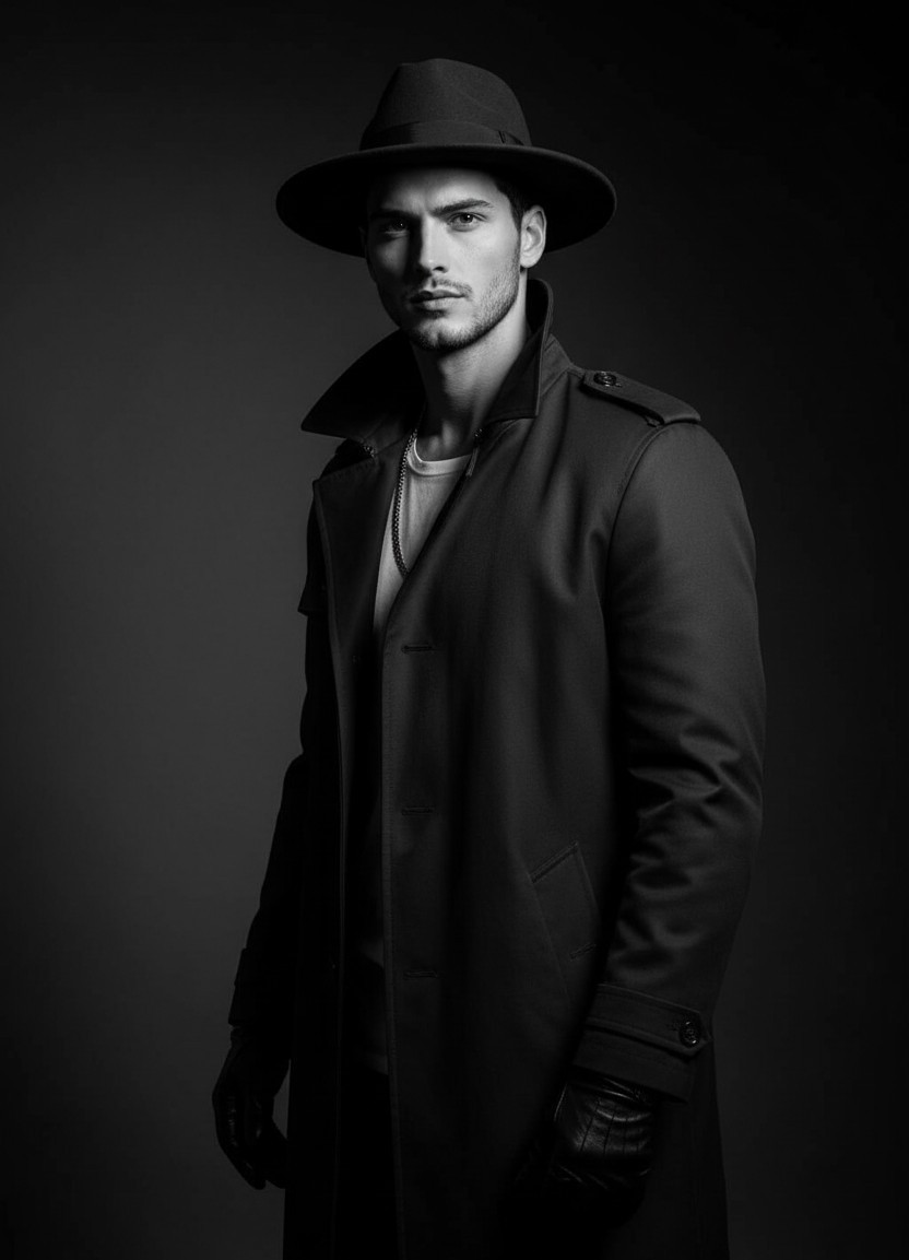 Cinematic Portrait Studio — Film Noir Portrait (Male)
