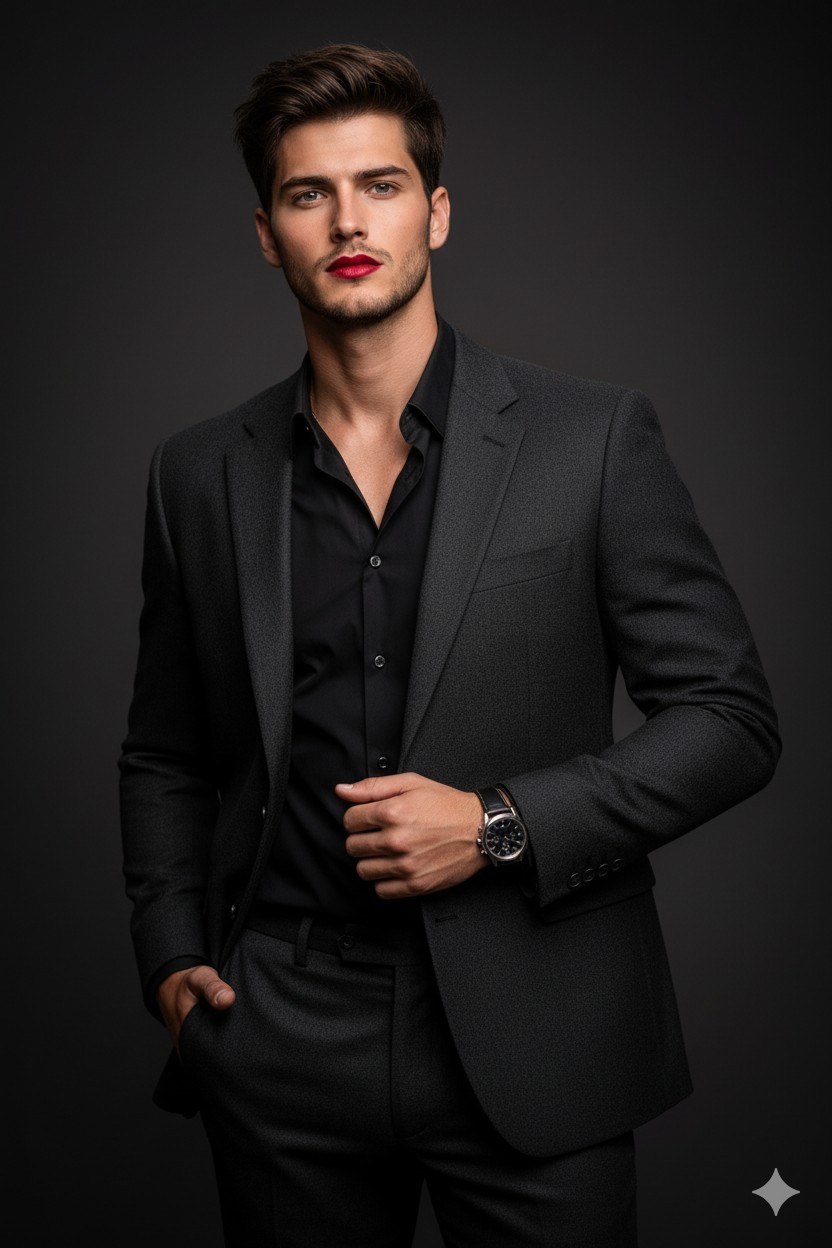 Soft Glam Beauty — Classic Red Lip Glam (Male)