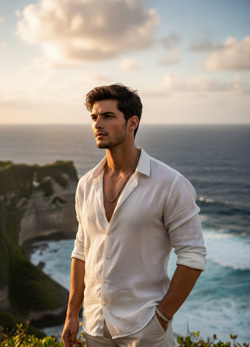 Tropical Paradise — Tropical Ocean Cliff View (Male)