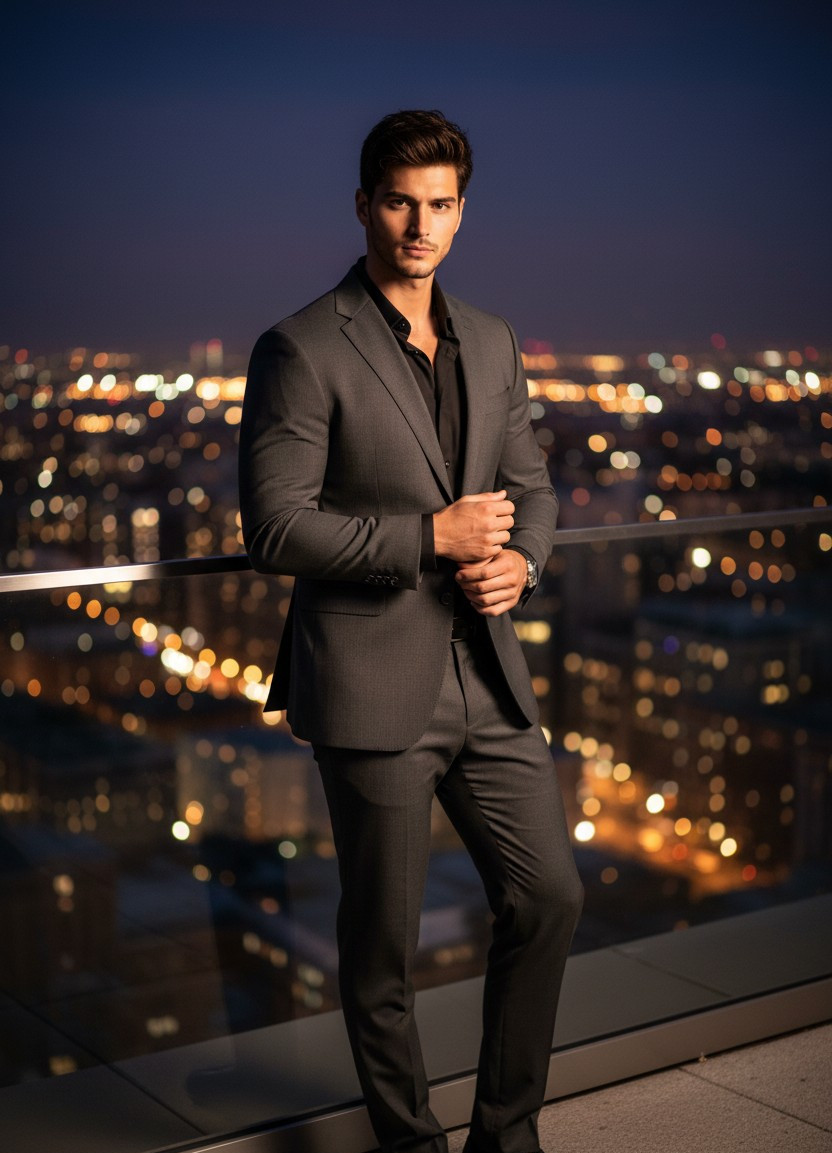 Rooftop City Views — Night City Lights (Male)