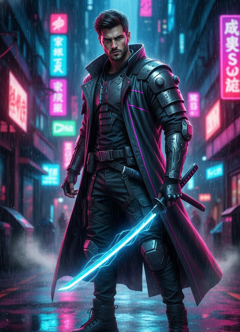 Cyberpunk Neon — Neon Ronin (Male)