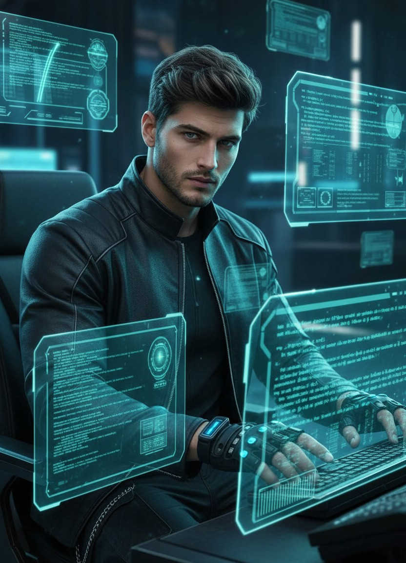 Cyberpunk Neon — Neon Hacker (Male)