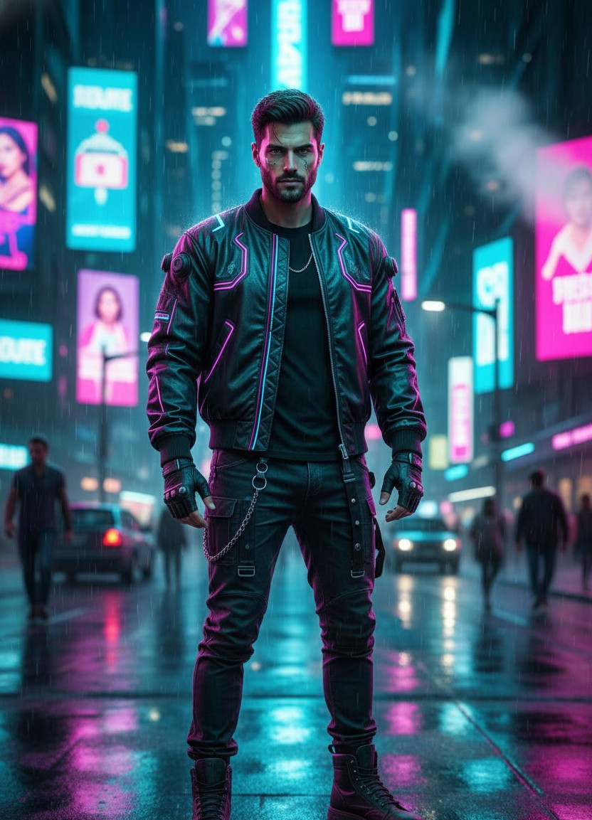 Cyberpunk Neon — Midnight Circuit (Male)