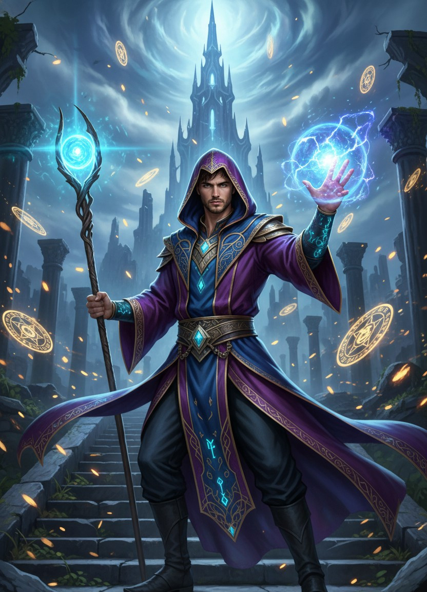 Wellness & Zen — High Fantasy Mage Portrait (Male)
