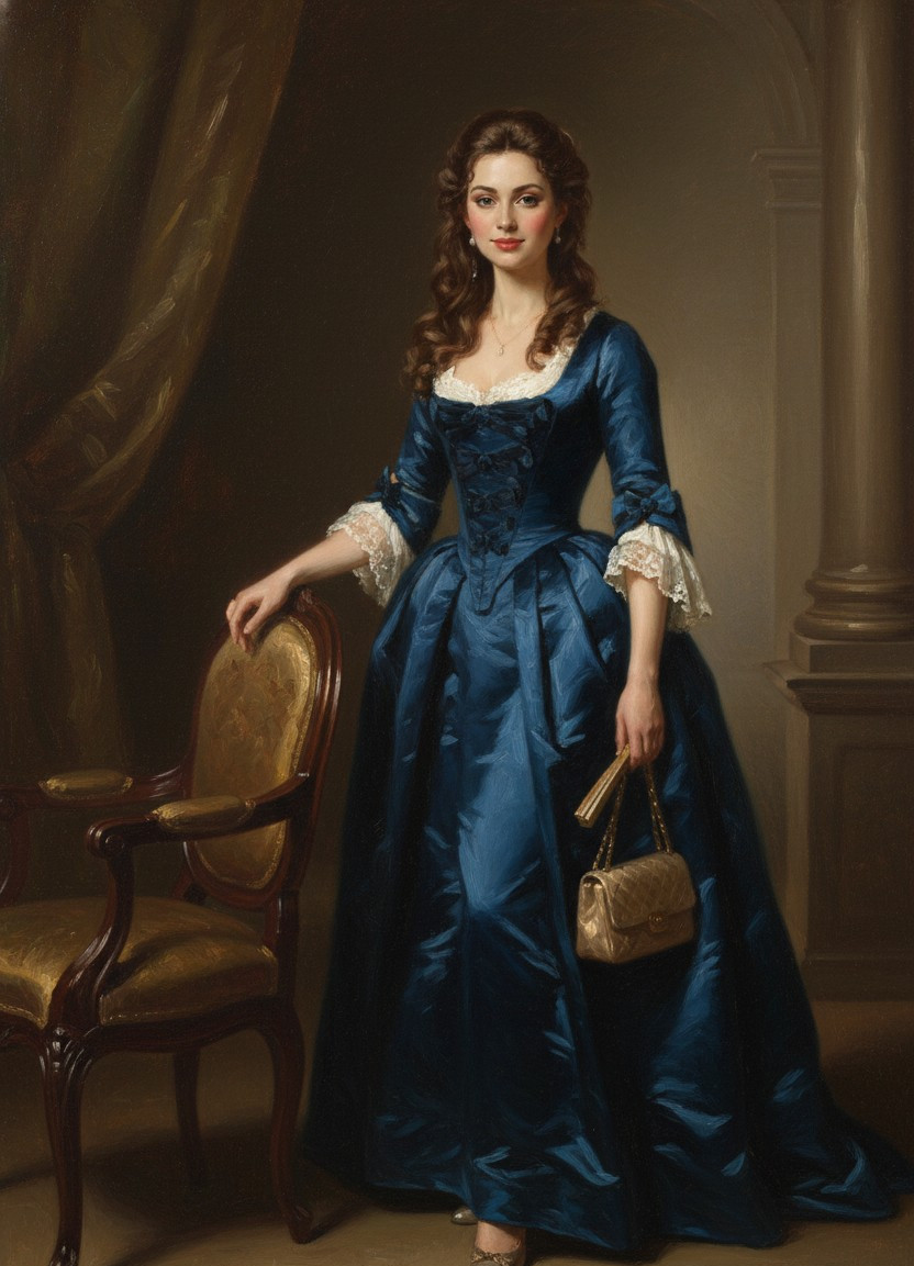 Middle-Aged Oil Painting — Noble Standing Portrait (Female)