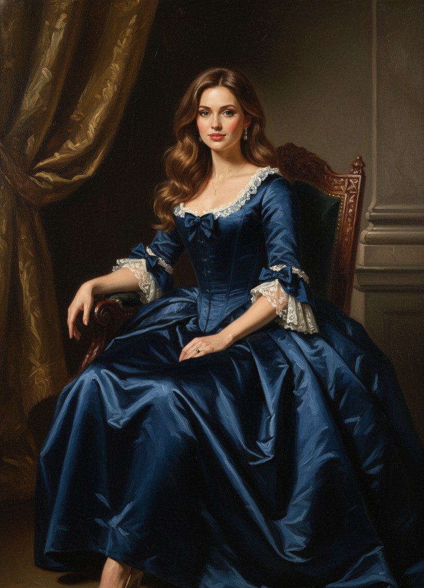 Middle-Aged Oil Painting — Seated Royal Portrait (Female)