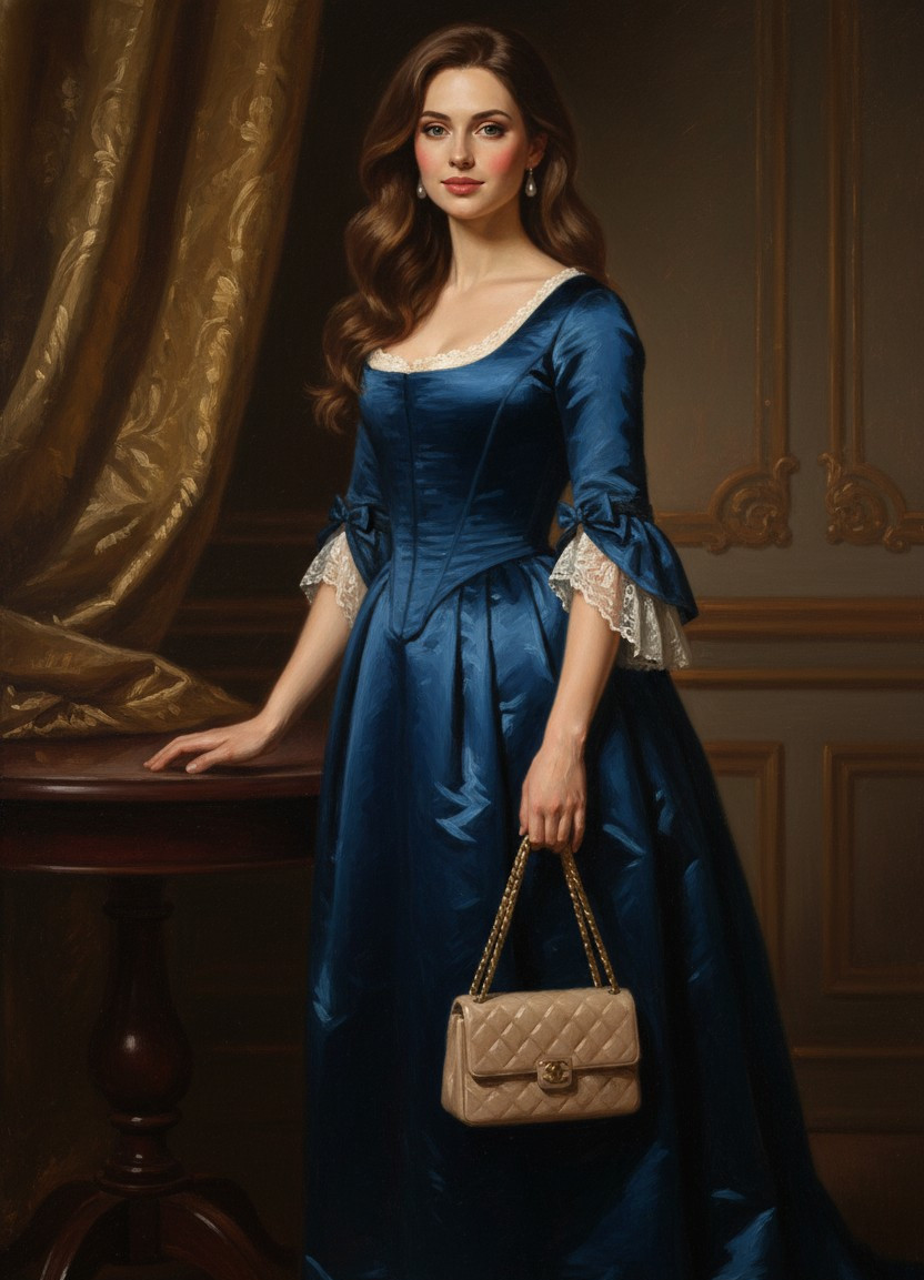 Middle-Aged Oil Painting — Noble Leaning Portrait (Female)