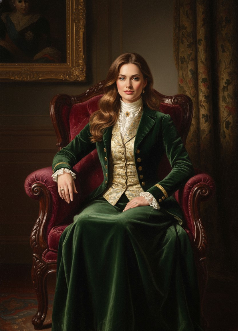 Middle-Aged Oil Painting — Regal Chair Portrait (Female)
