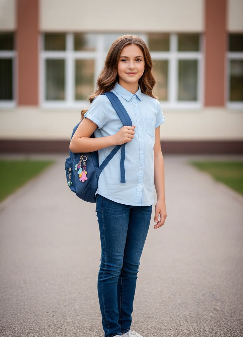 Different Ages Portrait — Pre-Teen School Look (Age 10–12) (Female)