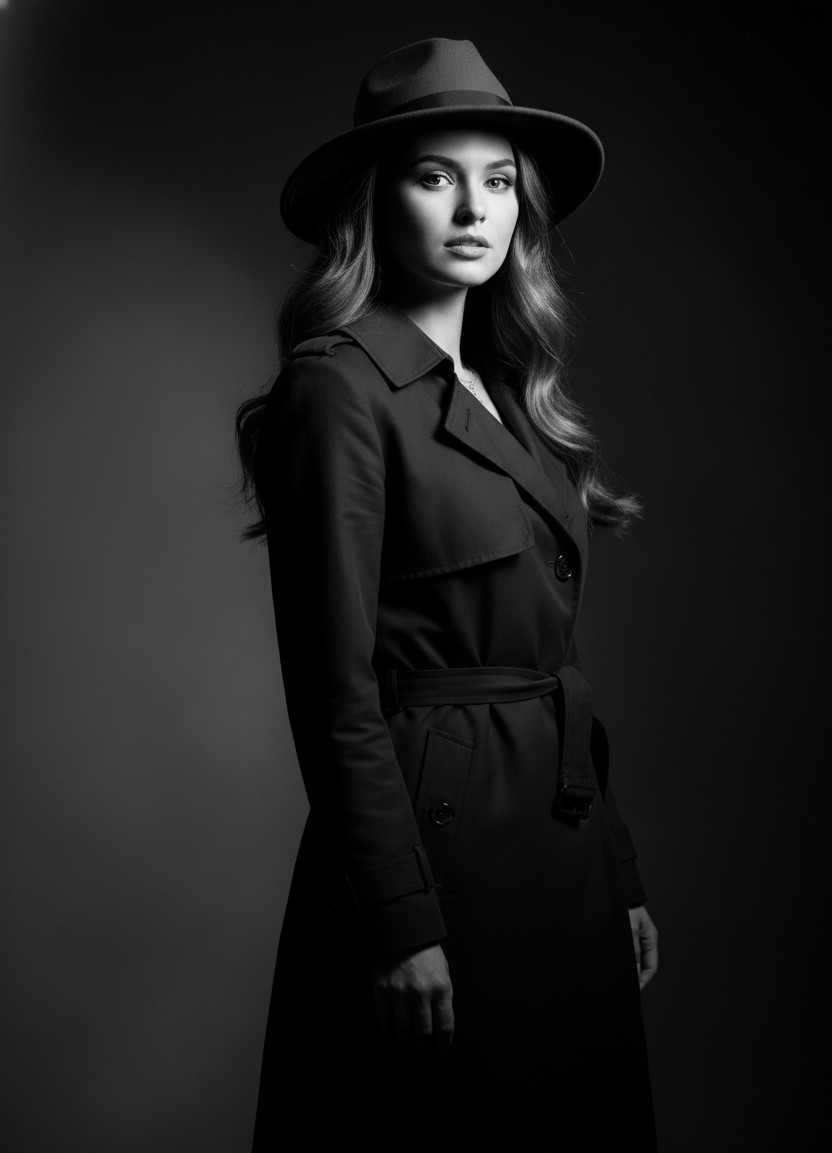 Cinematic Portrait Studio — Film Noir Portrait (Female)