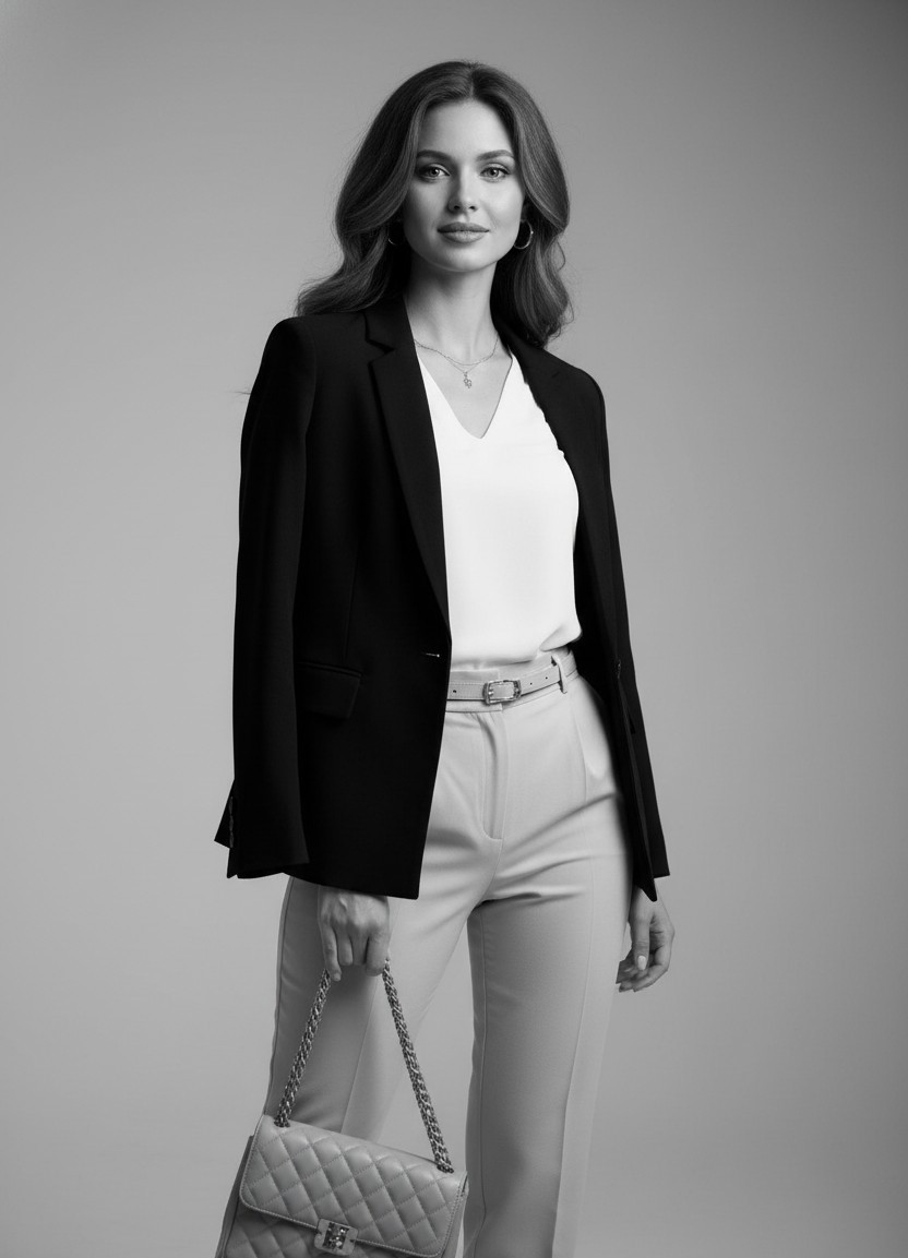 Cinematic Portrait Studio — Black and White Fine Art (Female)