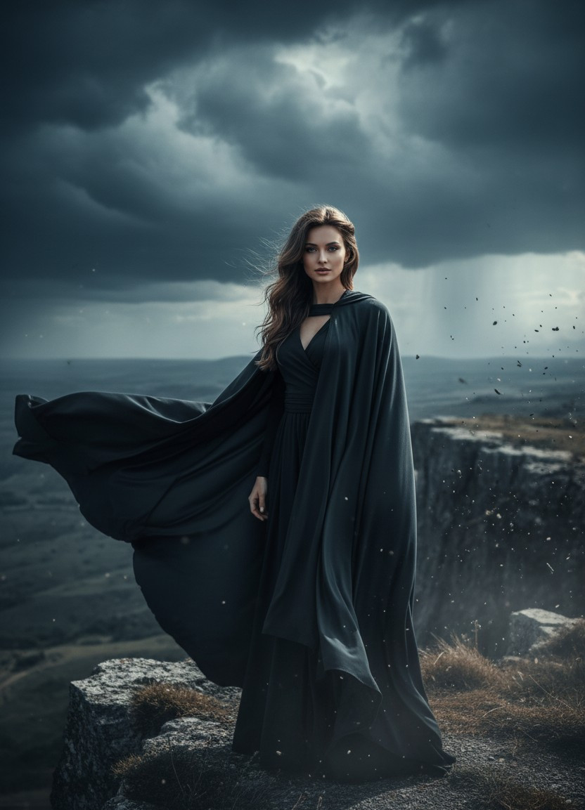 Moody Dark Aesthetic — Stormy Drama Look (Female)