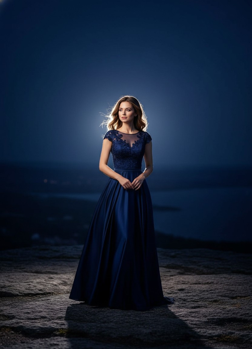 Moody Dark Aesthetic — Midnight Blue Solitude (Female)