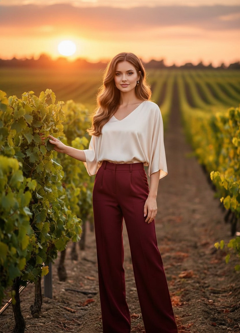 Golden Hour Glow — Vineyard Sunset Portrait (Female)