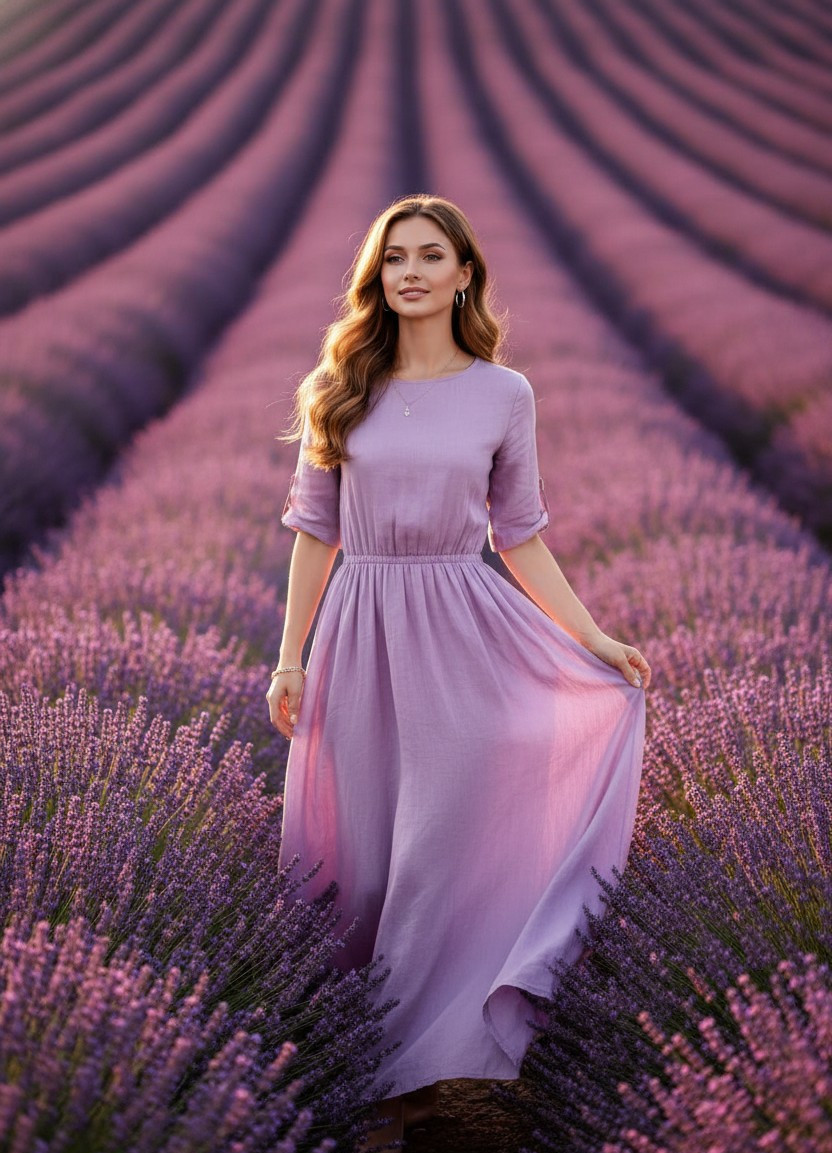 Golden Hour Glow — Lavender Field Dusk (Female)