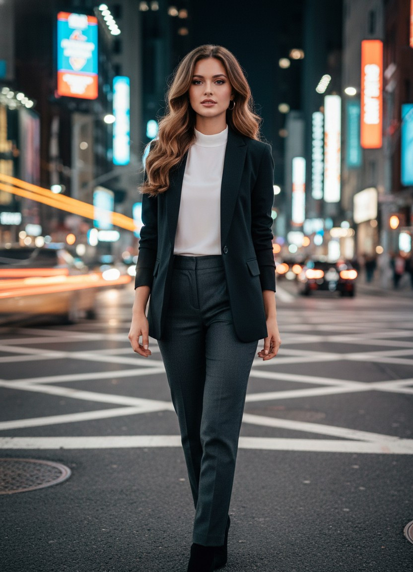 Neon City Nights — City Intersection Night (Female)