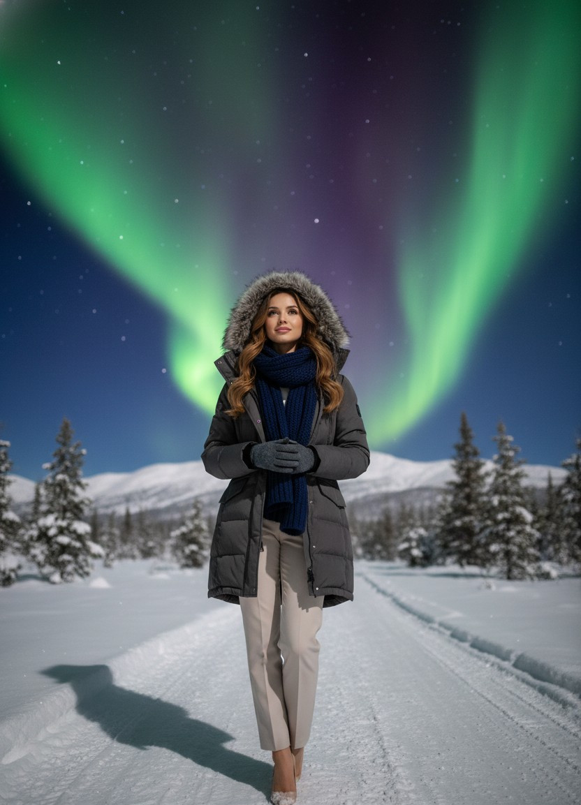 Travel & Wanderlust — Arctic Aurora Portrait (Female)