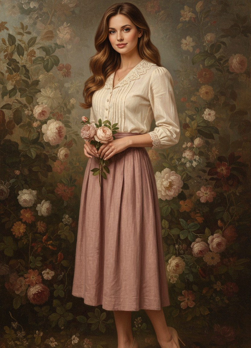 Garden & Floral — Vintage Botanical Portrait (Female)