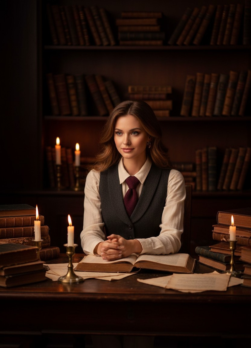 Dark Academia — Candlelit Study (Female)