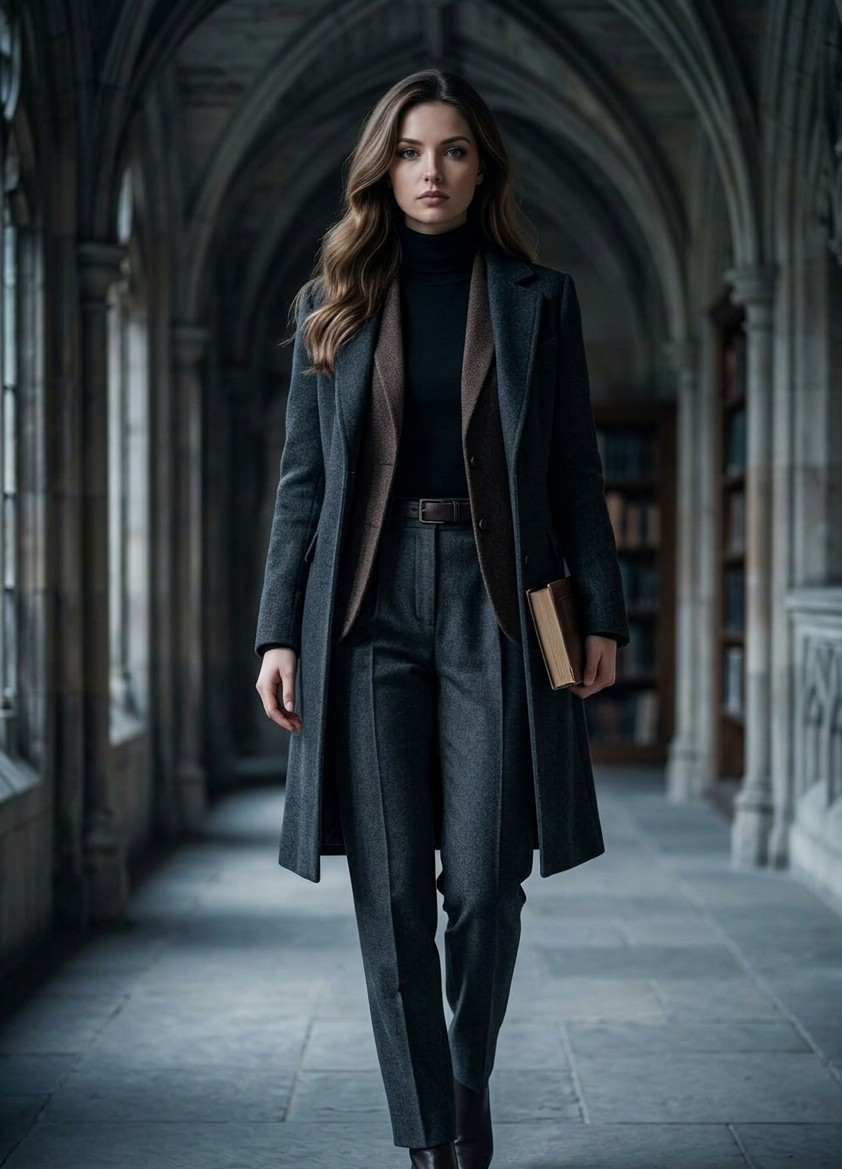 Dark Academia — Gothic Corridor Walk (Female)