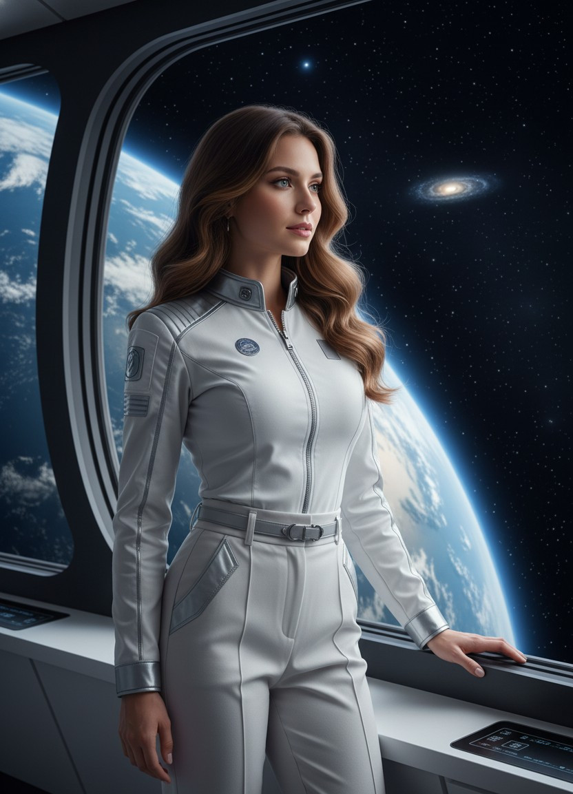 Celestial & Space — Floating Space Station View (Female)