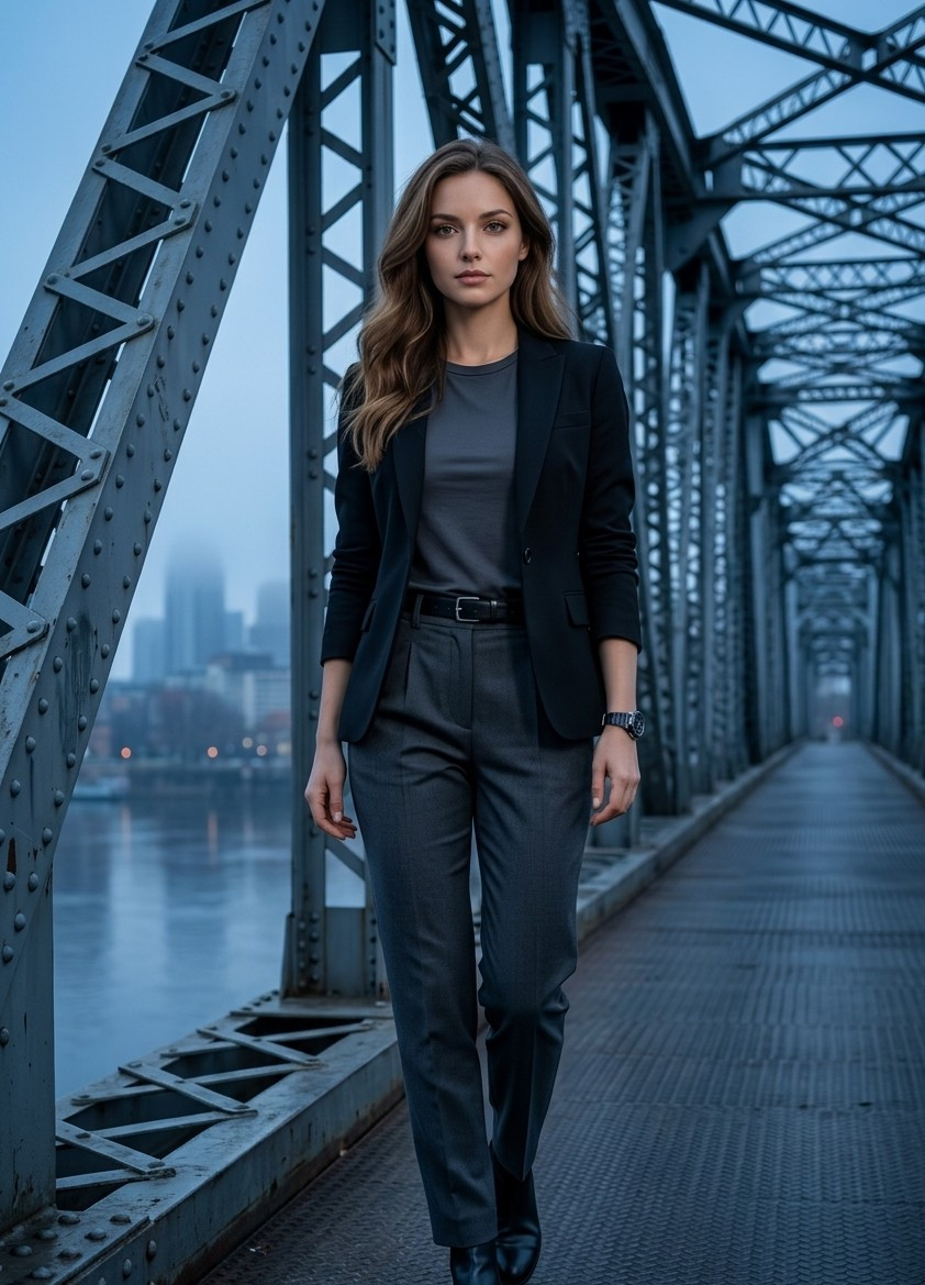 Industrial Urban — Steel Bridge Portrait (Female)