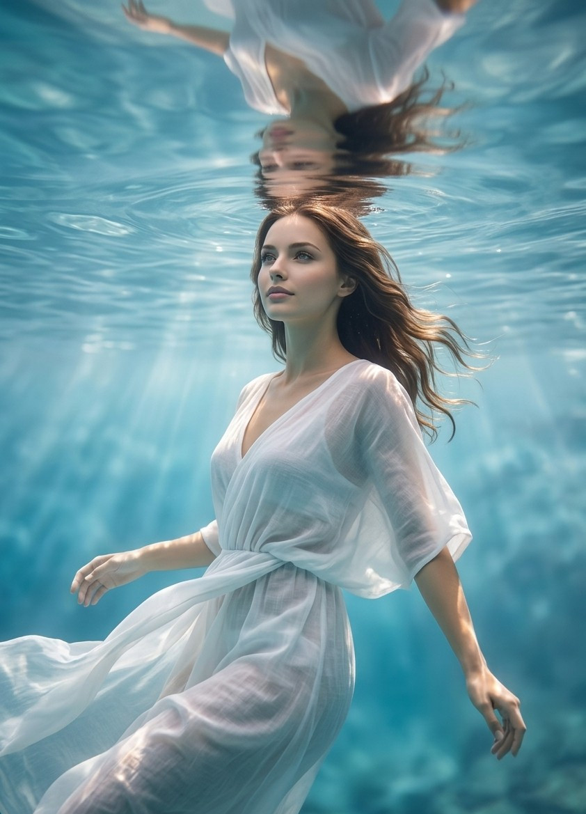 Underwater Fantasy — Ocean Surface Reflection (Female)