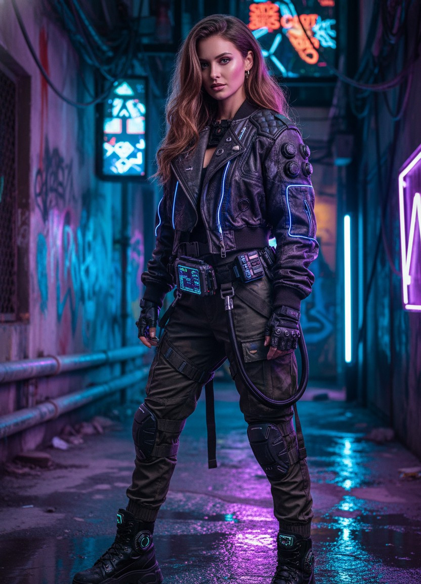 Cyberpunk Neon — Futuristic Rebel (Female)