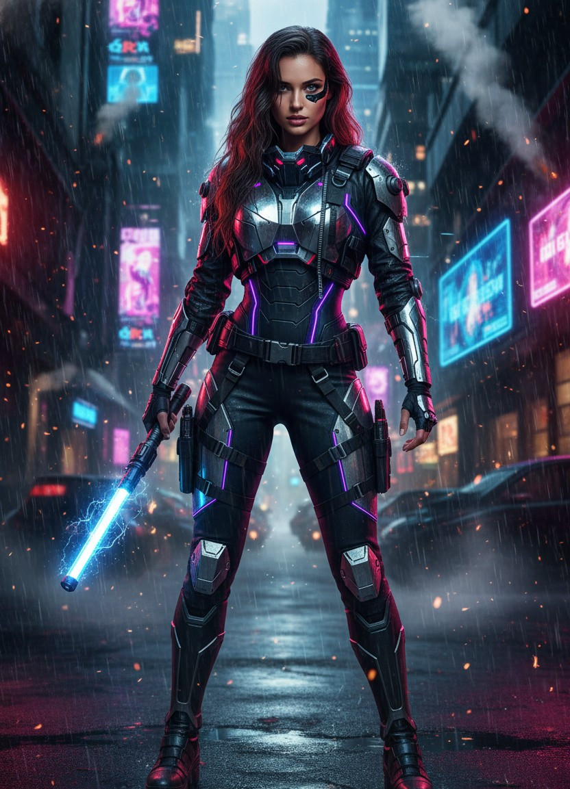 Cyberpunk Neon — Chrome Vigilante (Female)