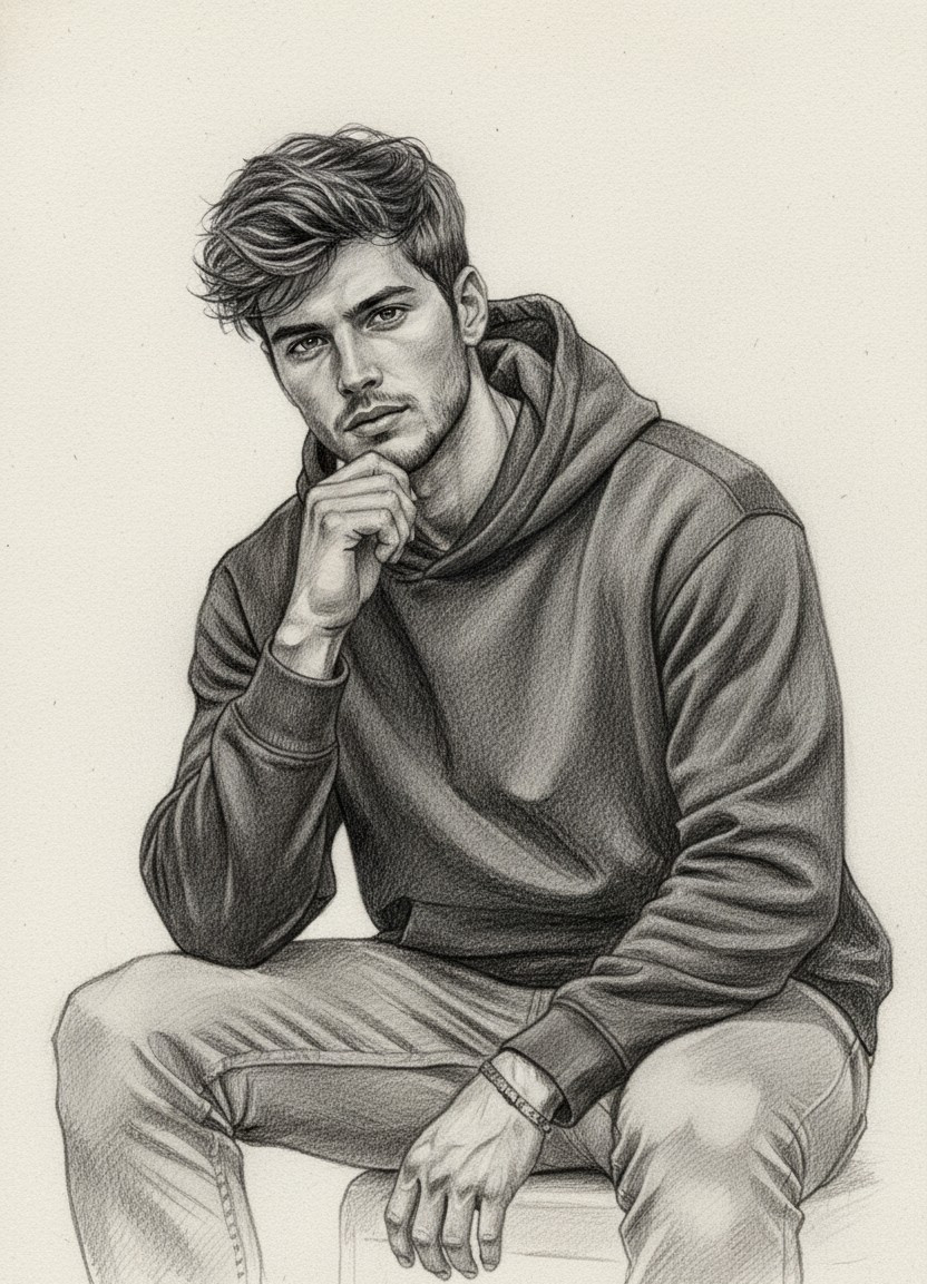 PENCIL PORTRAIT — Realistic Pencil Sketch (Male)