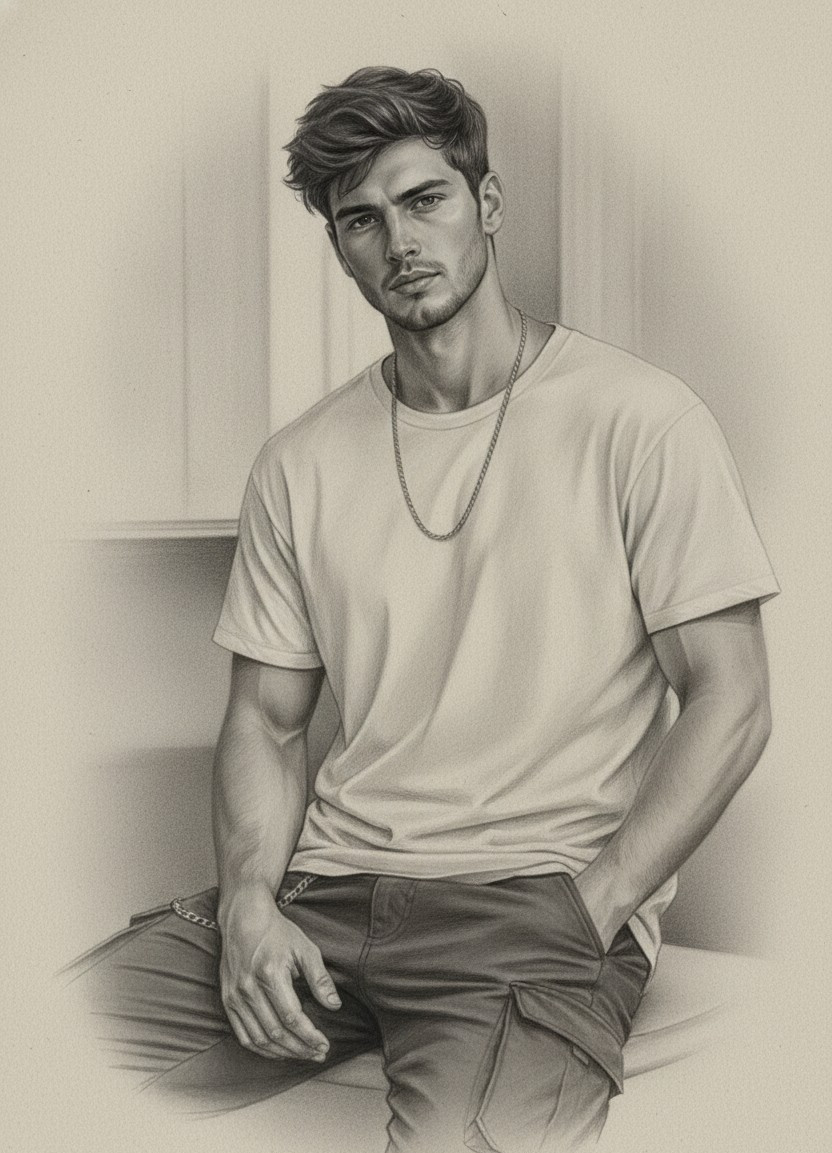 PENCIL PORTRAIT — Soft Gradient Sketch (Male)