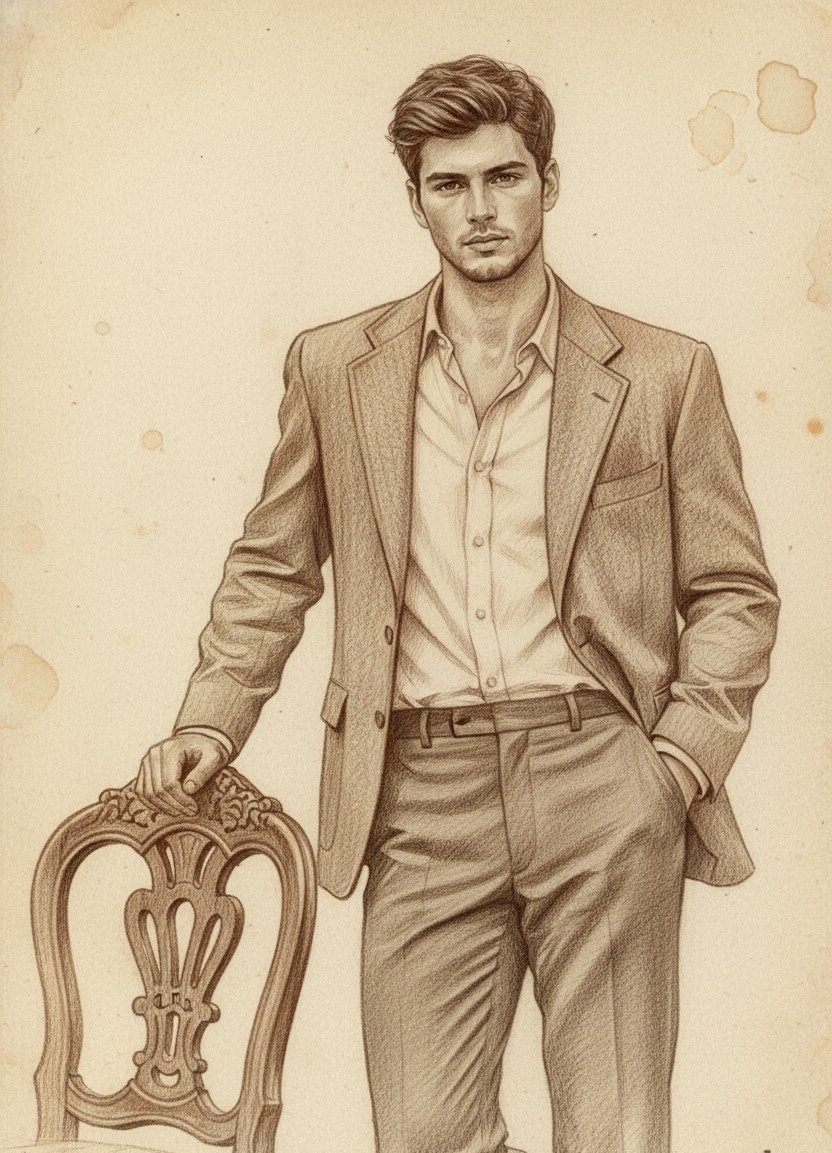 PENCIL PORTRAIT — Vintage Pencil Portrait (Male)