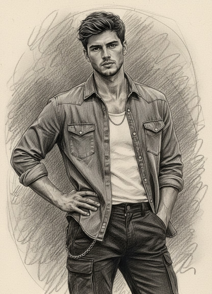 PENCIL PORTRAIT — Charcoal & Pencil Mix (Male)