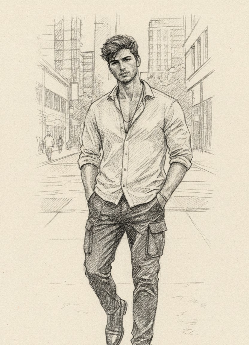 PENCIL PORTRAIT — Crosshatch Sketch (Male)