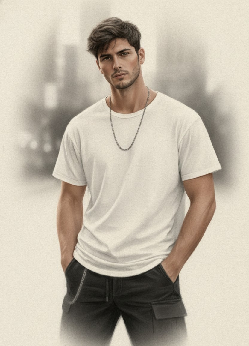 PENCIL PORTRAIT — Soft Charcoal Gradient (Male)