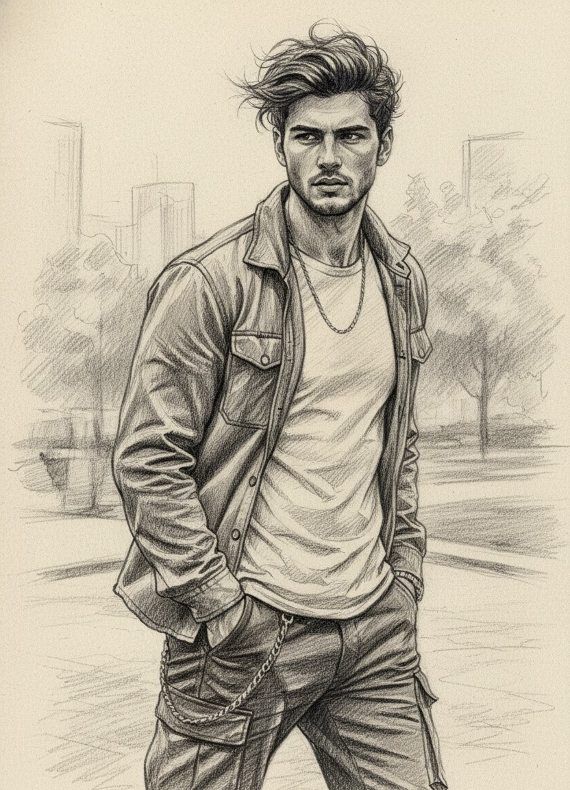 PENCIL PORTRAIT — Dynamic Sketch (Male)