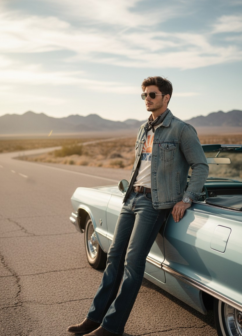 Vintage & Retro Aesthetic — Retro Road Trip Look (Male)