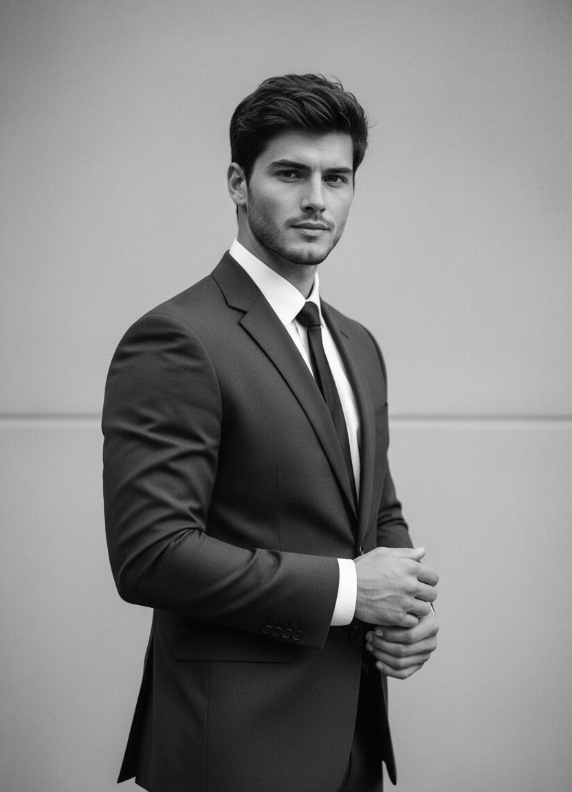 Vintage & Retro Aesthetic — Classic Film Grain Portrait (Male)