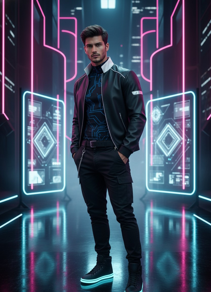 Vintage & Retro Aesthetic — Digital Futuristic Editorial (Male)