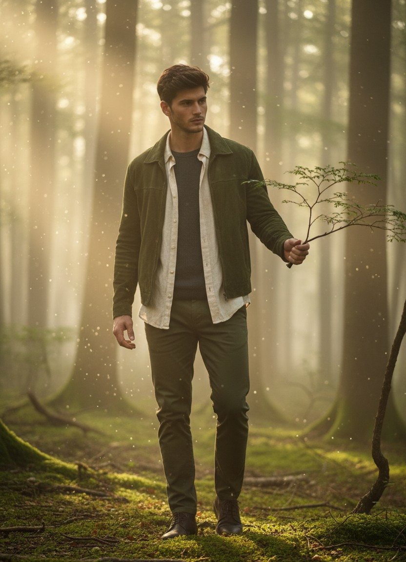 Soft Dreamy Natural Light — Misty Forest Morning (Male)