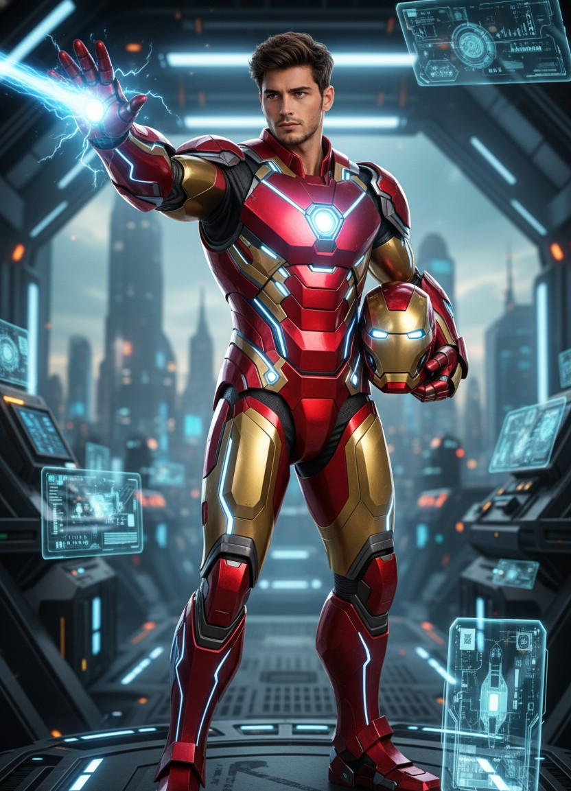 Superhero Portraits — Futuristic Armored Superhero (Iron Man) (Male)