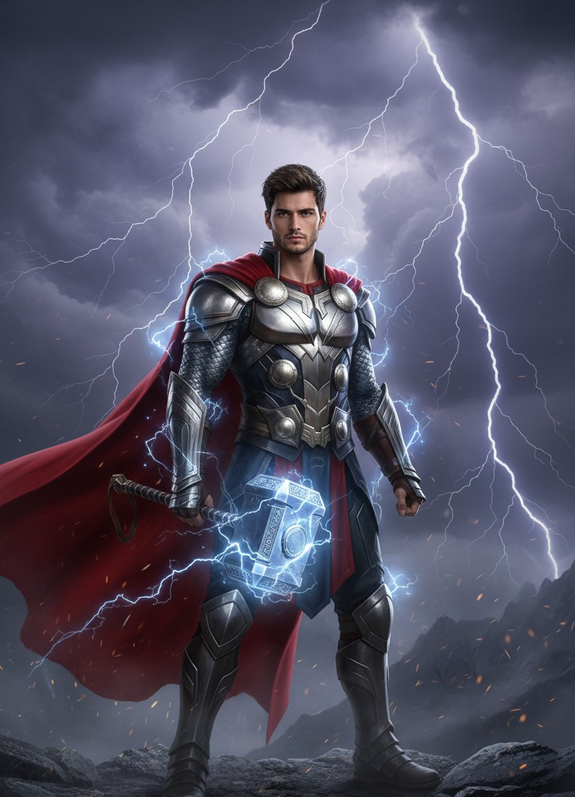 Superhero Portraits — Thor Style Thunder God (Male)