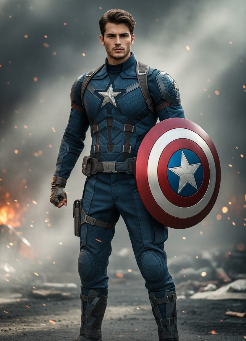 Superhero Portraits — Captain America Style Hero (Male)