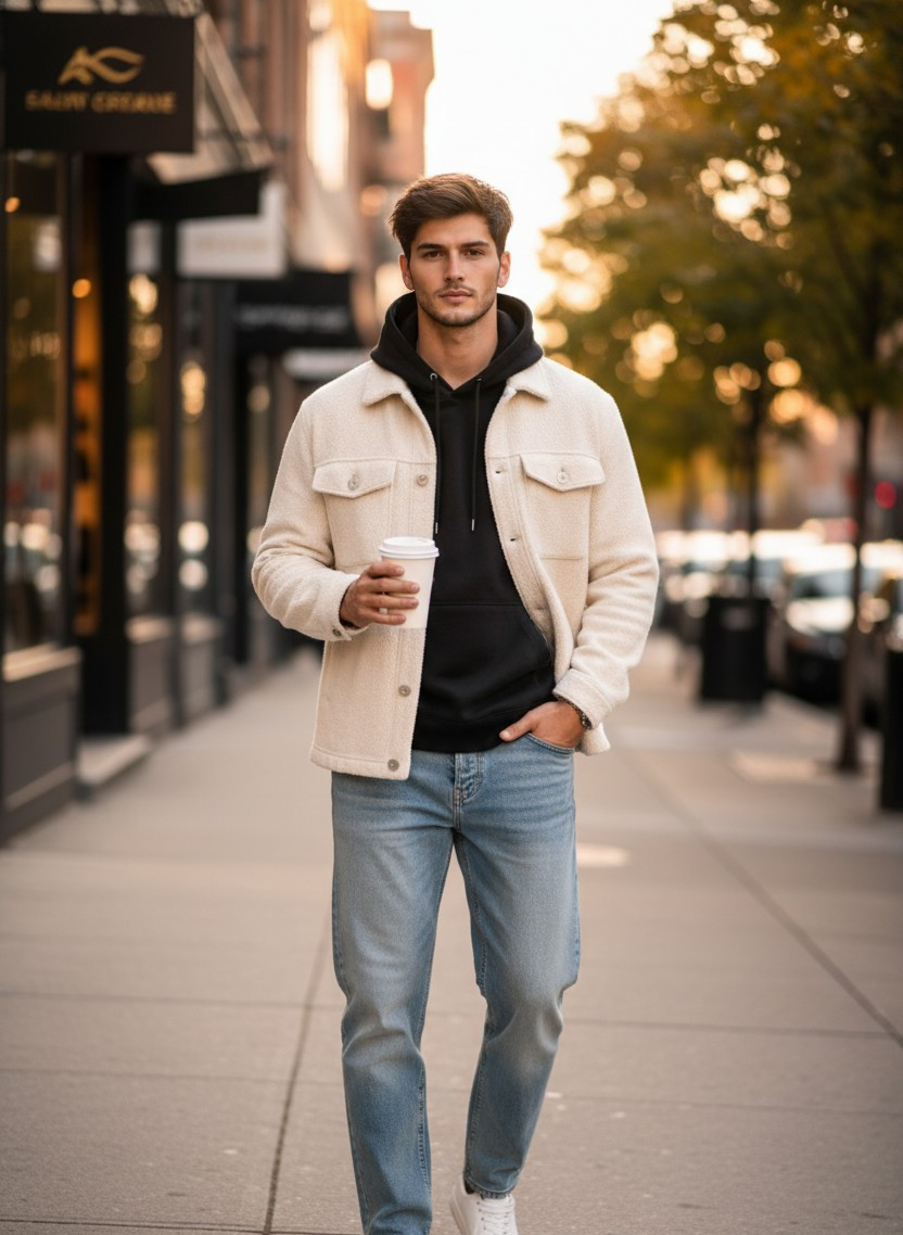 Fashion & Lifestyle — Cozy Streetwear (Male)