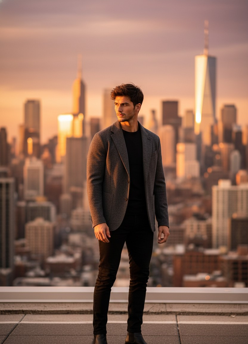 Urban & Street Style — Rooftop City Vibe (Male)
