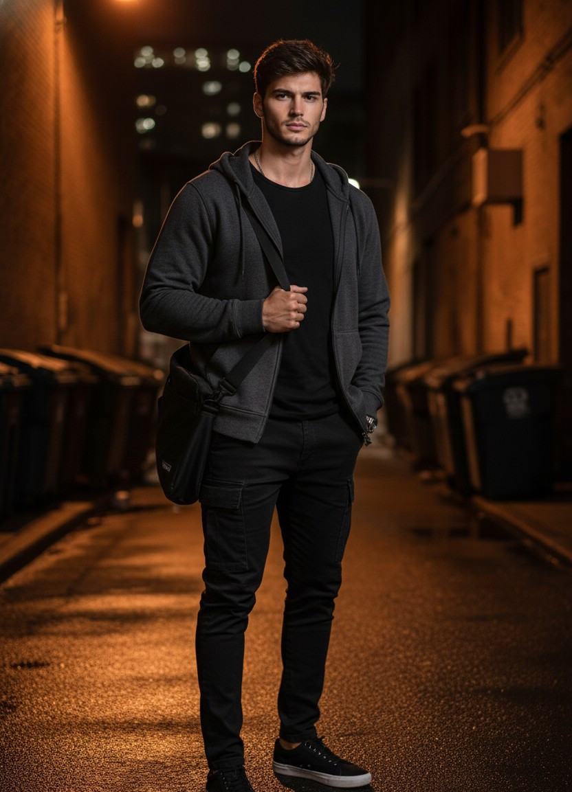 Urban & Street Style — Night Alley Portrait (Male)