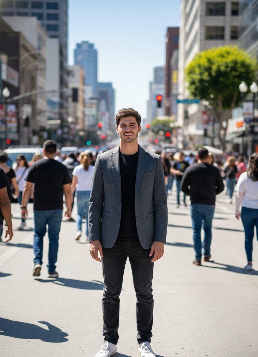 Urban & Street Style — Busy Street Portrait (Male)