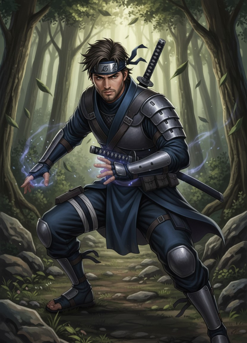 Anime Character Illustration — Ninja Warrior Style (Male)