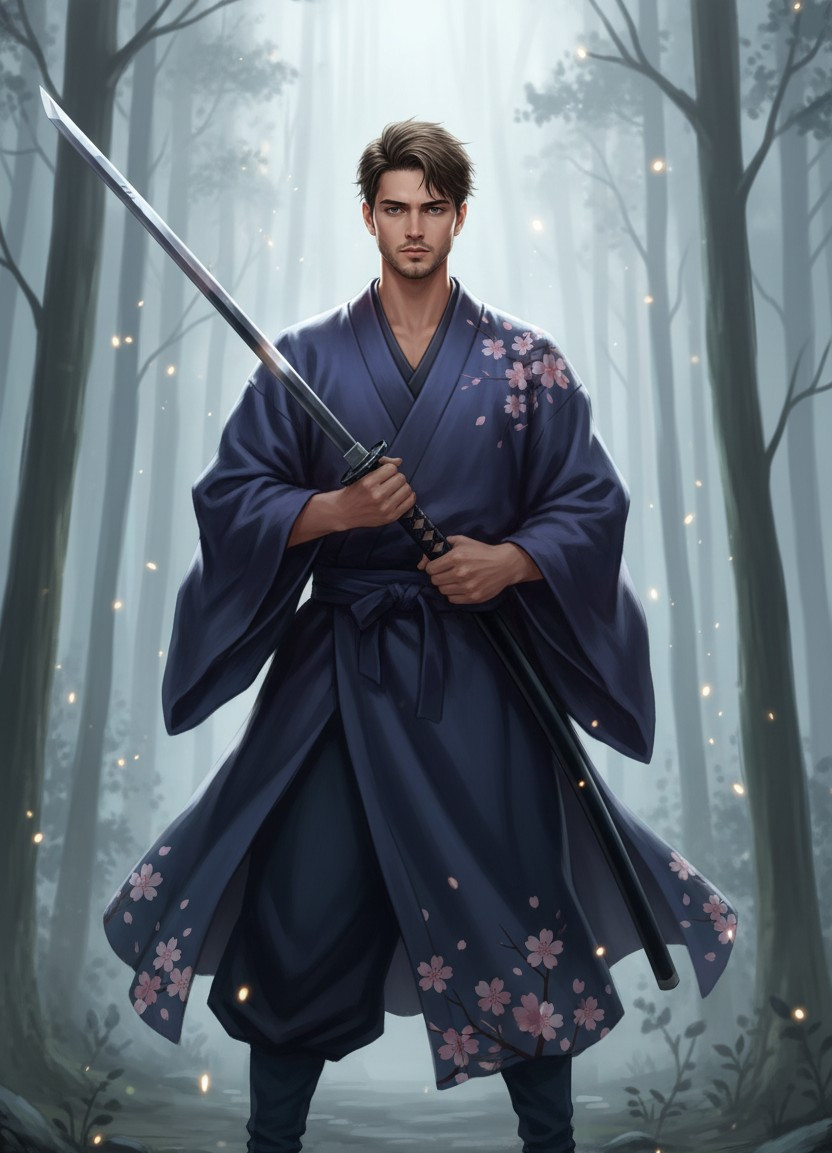 Anime Character Illustration — Demon Slayer Swordsman Style (Male)