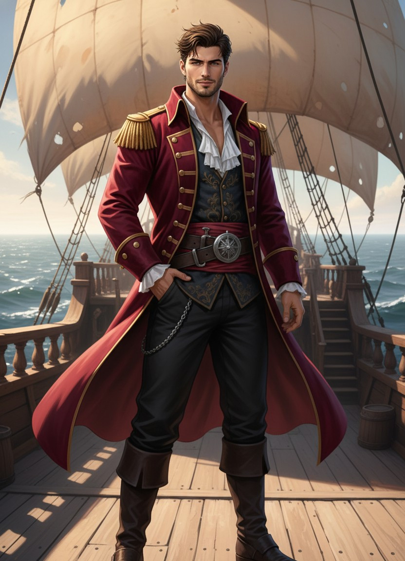 Anime Character Illustration — Pirate Captain Style (Male)